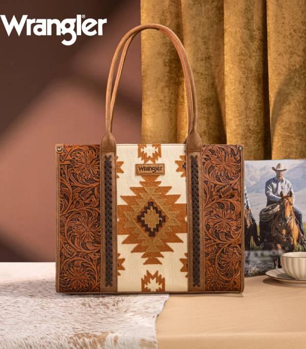 Wrangler Brown Embossed Southwestern Tote