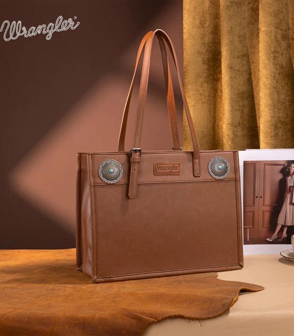 Wrangler Brown Leather Concho Tote
