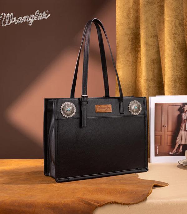 Wrangler Black Leather Concho Tote