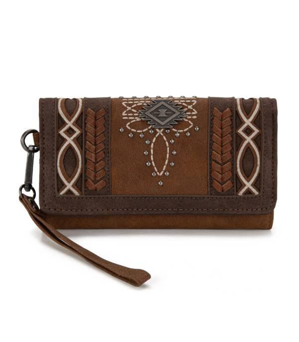Montana West Brown Boot Stitch Wallet