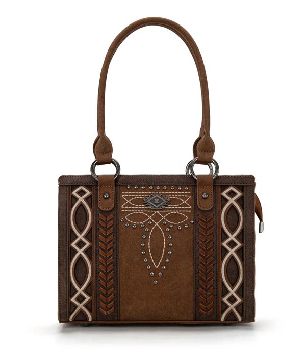 Montana West Brown Boot Stitch Tote