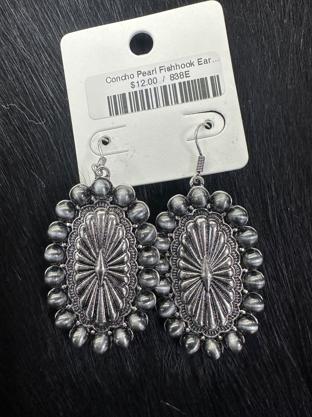 Concho Pearl Fishhook Earrings
