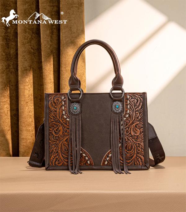 Trinity Ranch Chocolate Embossed Tote Crossbody