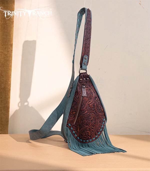 Trinity Ranch Turquoise Cowhide Sling Bag