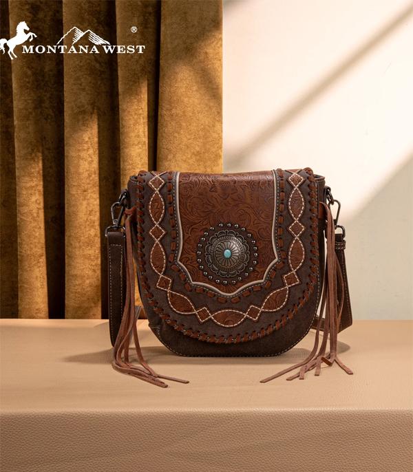 Montana West Chocolate Stitched Concho Crossbody