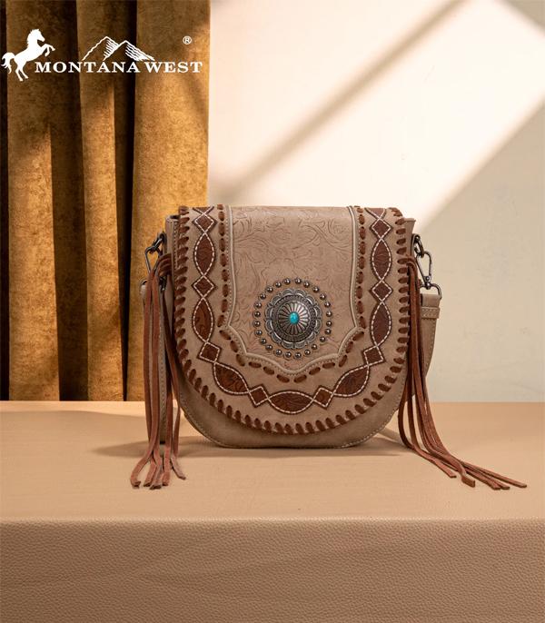 Montana West Tan Stitched Concho Crossbody