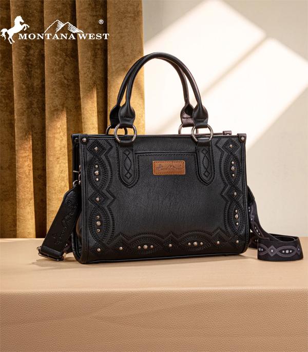Montana West Black Scroll Stitch Tote Crossbody