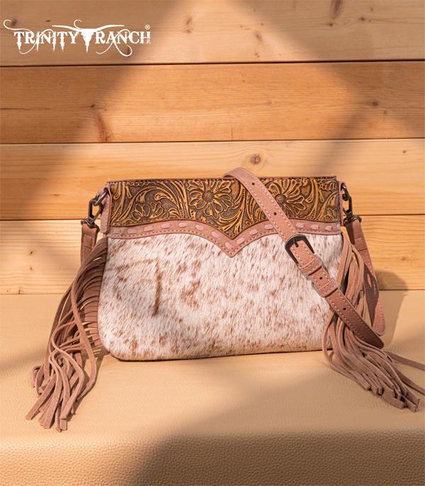 Trinity Ranch Pink Cowhide Fringe Crossbody