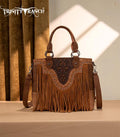 Trinity Ranch Brown Embossd Fringe Crossbody