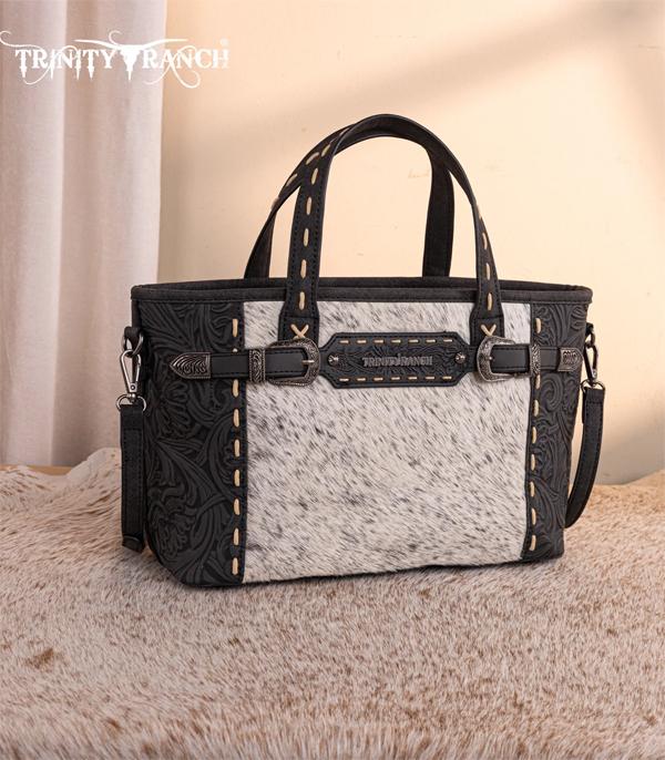 Trinity Ranch Black Embossed Cowhide Crossbody Purse