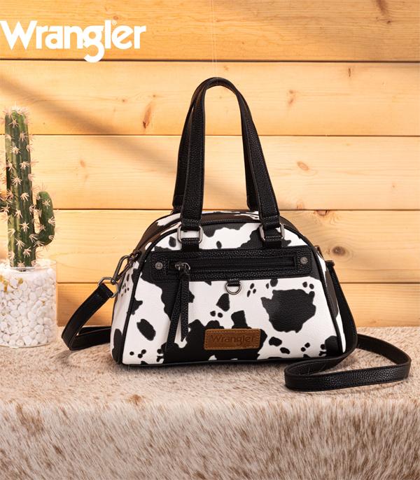 Wrangler Black Cow Print Satchel Crossbody Purse