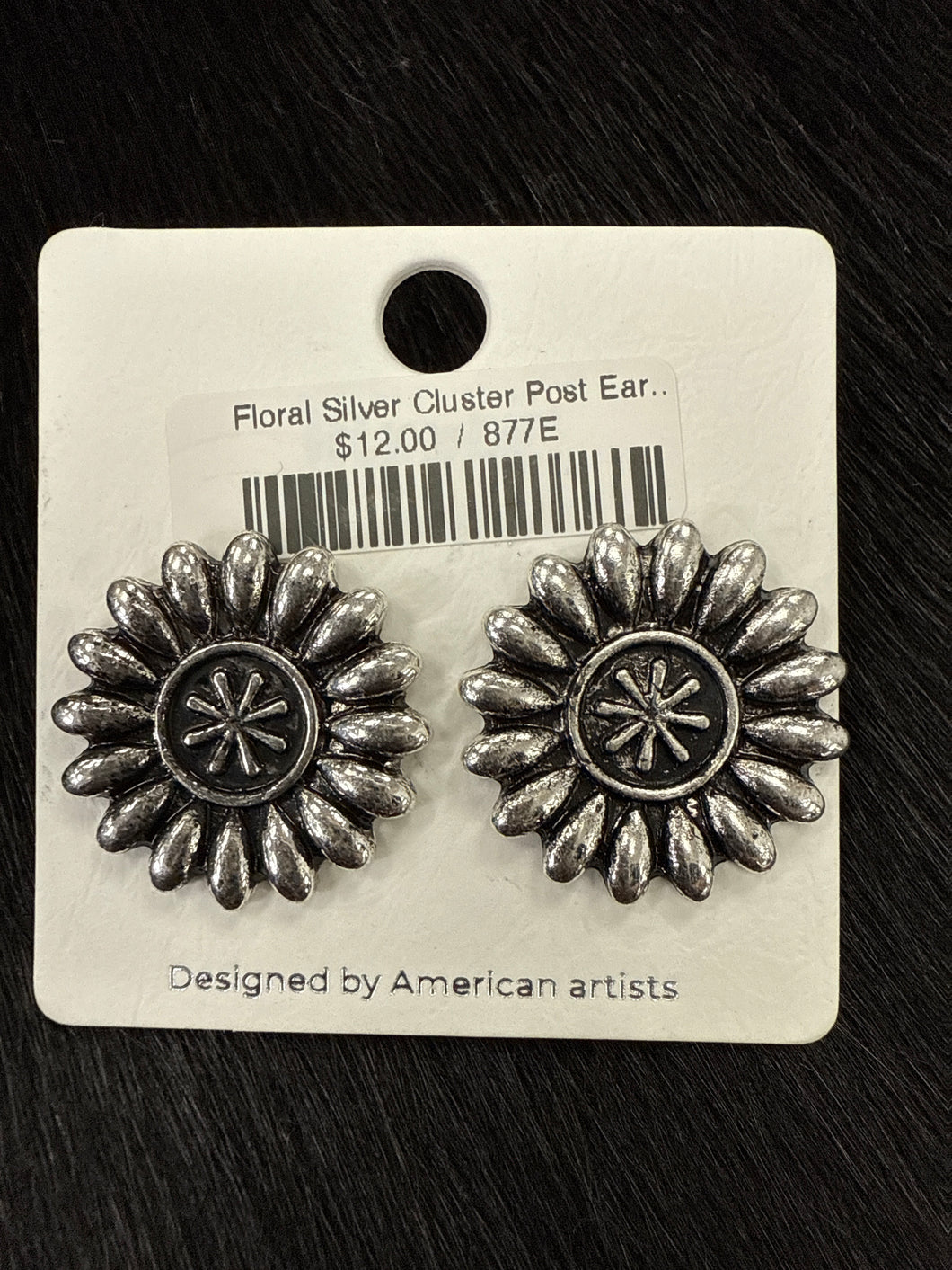 Floral Silver Cluster Post Earrings