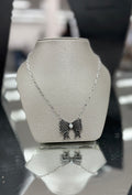 Crystal Studded Ribbon Pendant Necklace