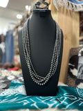 Layered 4-Strand Pearl Necklace and Earrings Set