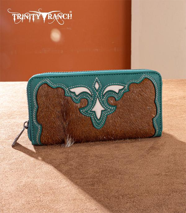 Trinity Ranch Turquoise Cowhide Boot Stitch Wallet