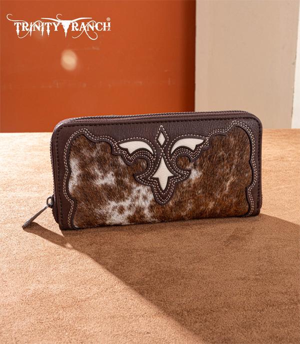 Trinity Ranch Chocolate Cowhide Boot Stitch Wallet
