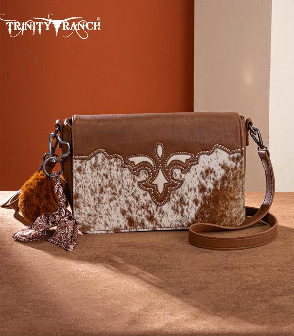 Trinity Ranch Brown Cowhide Boot Stitch Crossbody