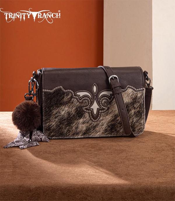 Trinity Ranch Chocolate Cowhide Boot Stitch Crossbody