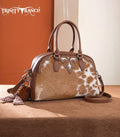 Trinity Ranch Brown Cowhide Boot Stitch Satchel Crossbody