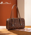 Montana West Brown Embossed Floral Satchel Bag