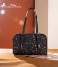 Montana West Black Embossed Floral Satchel Bag