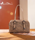 Montana West Tan Embossed Floral Satchel Bag