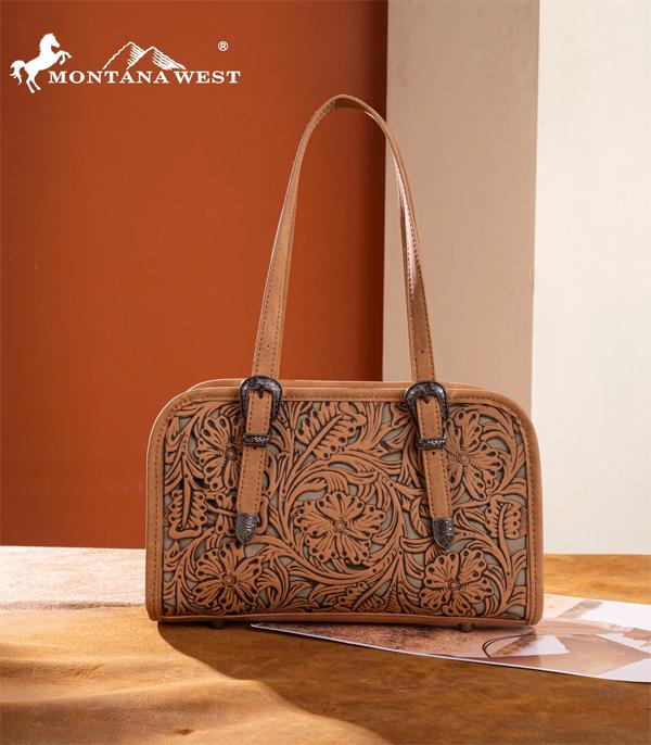 Montana West LB Embossed Floral Satchel Bag