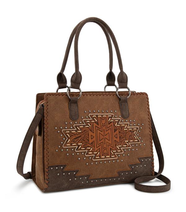 Montana West Brown Embossed Tote Crossbody