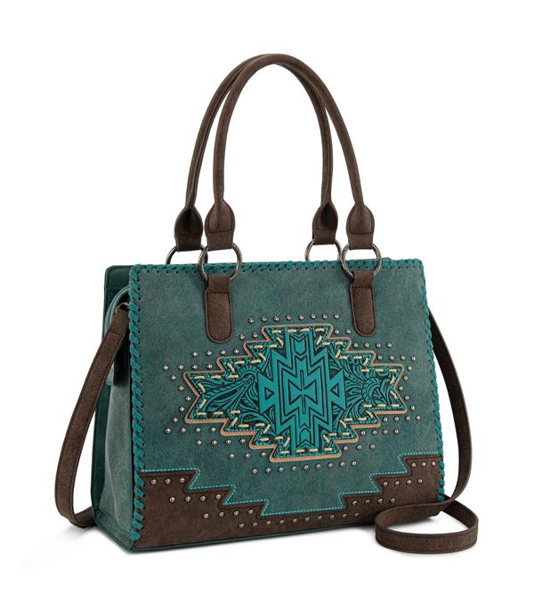 Montana West Turquoise Embossed Tote Crossbody