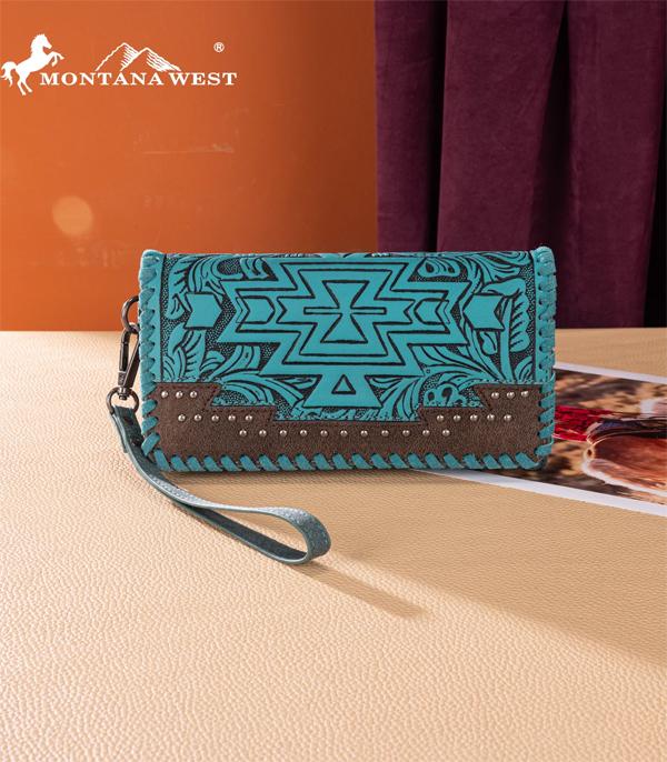 Montana West Turquoise Aztec Embossed Wallet