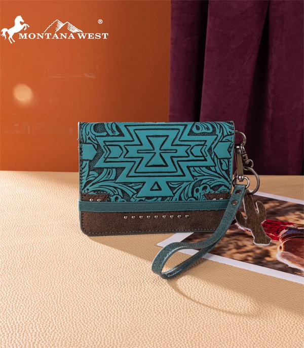 Montana West Turquoise Aztec Embossed Card Wallet