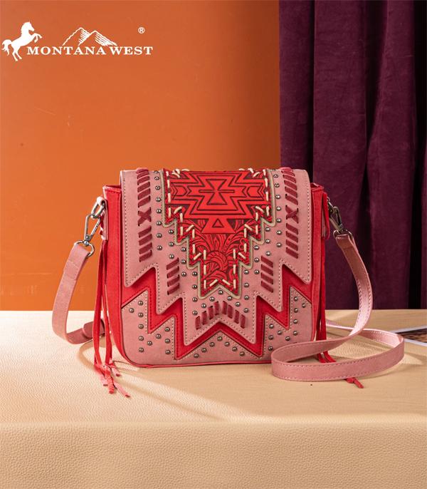 Montana West Red Aztec Embossed Crossbody Purse