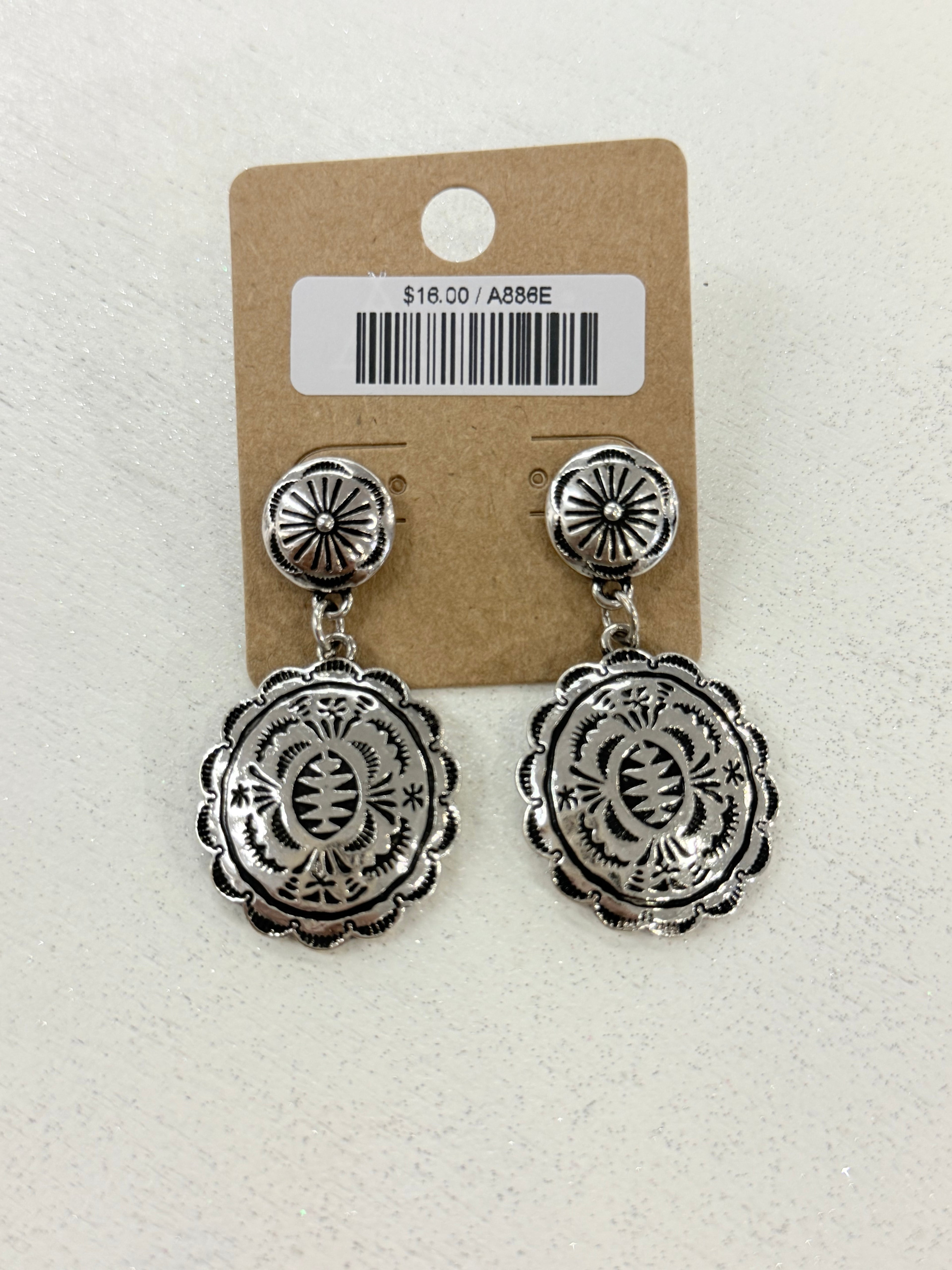 Stamped Floral Post Earrings