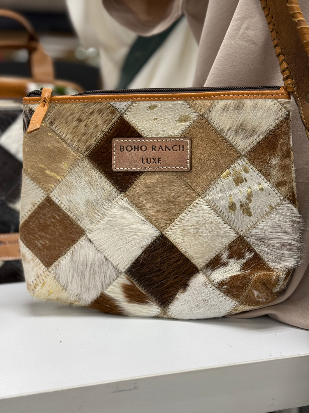 Brown Cowhide Make-Up Bag