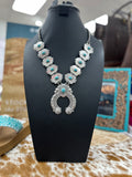 Turquoise Stamped Blossom Necklace and Earrings Set