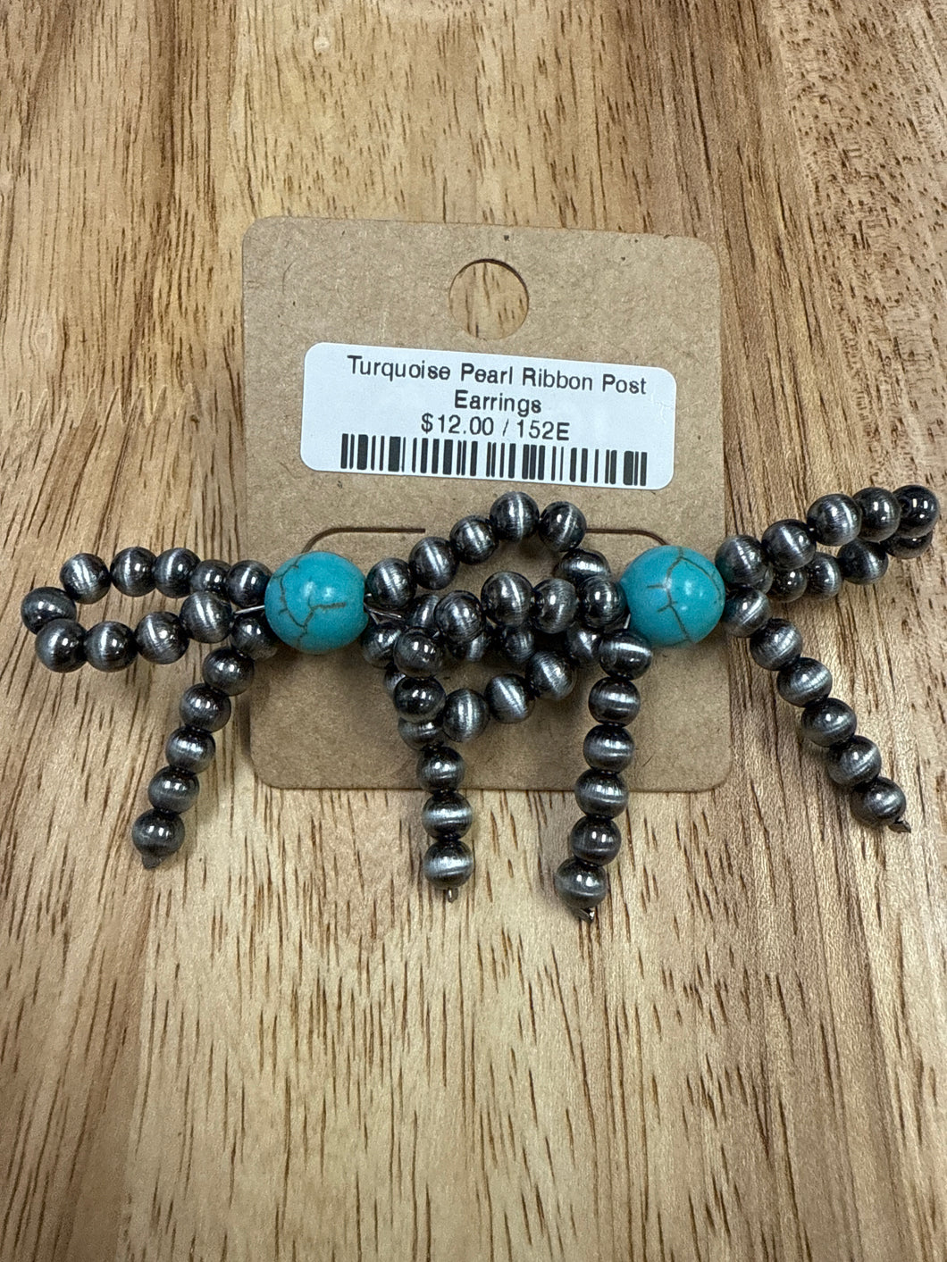 Turquoise Pearl Ribbon Post Earrings
