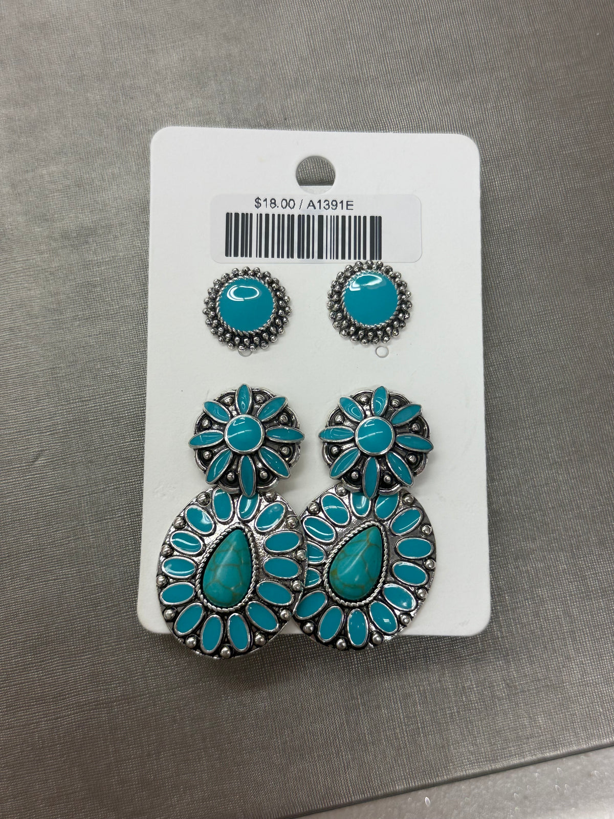 Turquoise Cluster 3PC Earrings Set