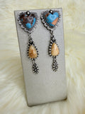 Blue/Orange Heart Dangle Post Earrings