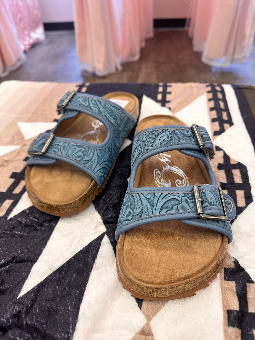 Very Barry Denim Embossed Sandals