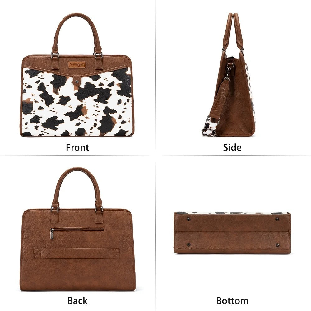 Brown Cow Print Tote Work Bag