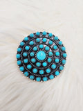 Turquoise Round Cluster Cuff Ring