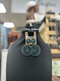 Turquoise Needlepoint Cluster Post Earrings