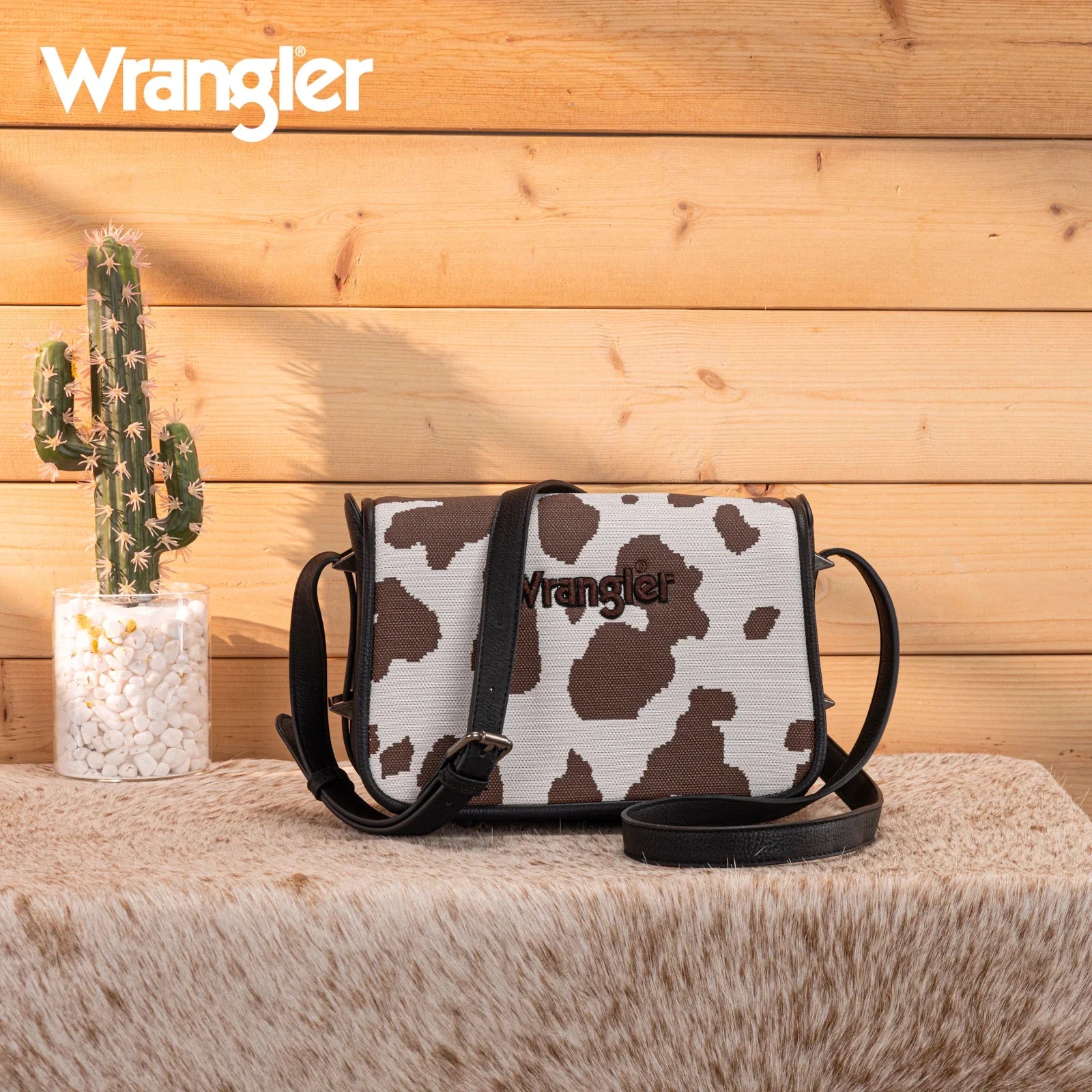 Wrangler Black Cow Print Crossbody