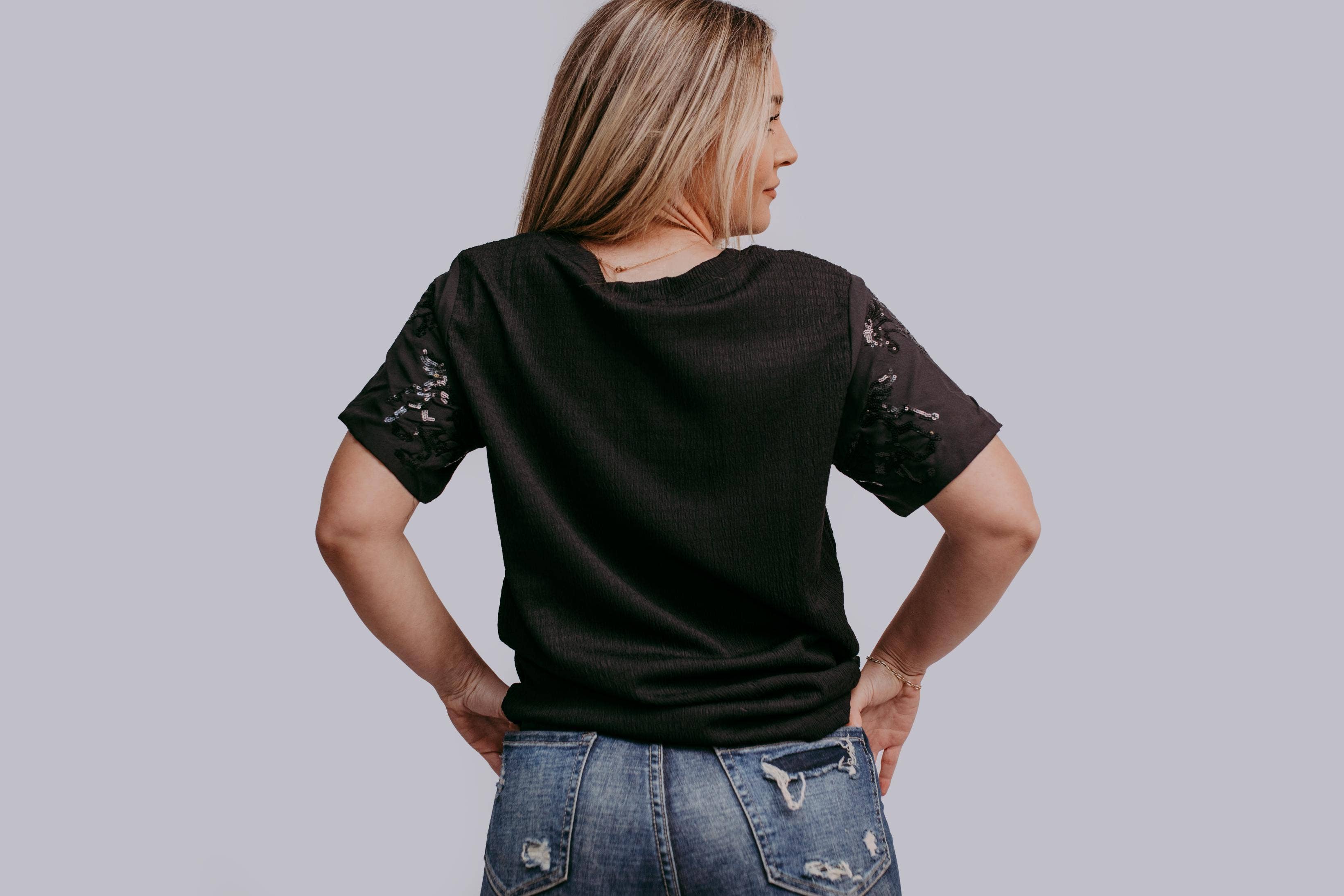 Sequins Horse Sleeve Blouse