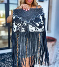 Dixie Cowhide Tooled Leather Fringe Crossbody