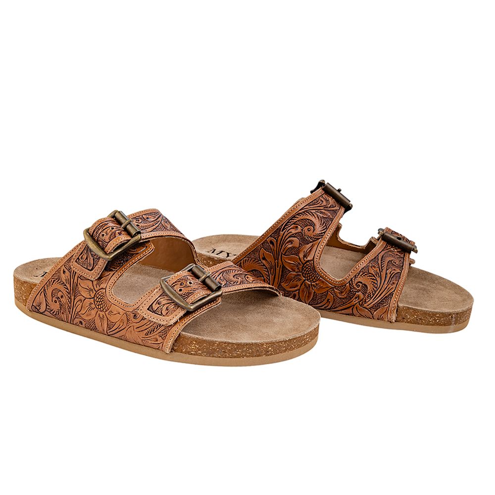 Hand Tooled Floral Sandals