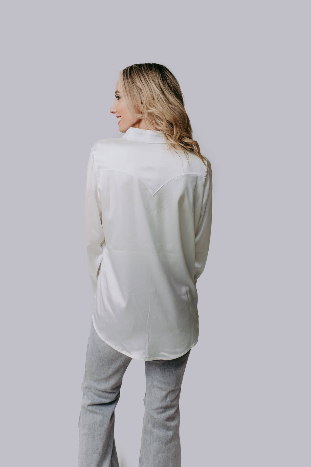 White Aztec Lace Button Up Top