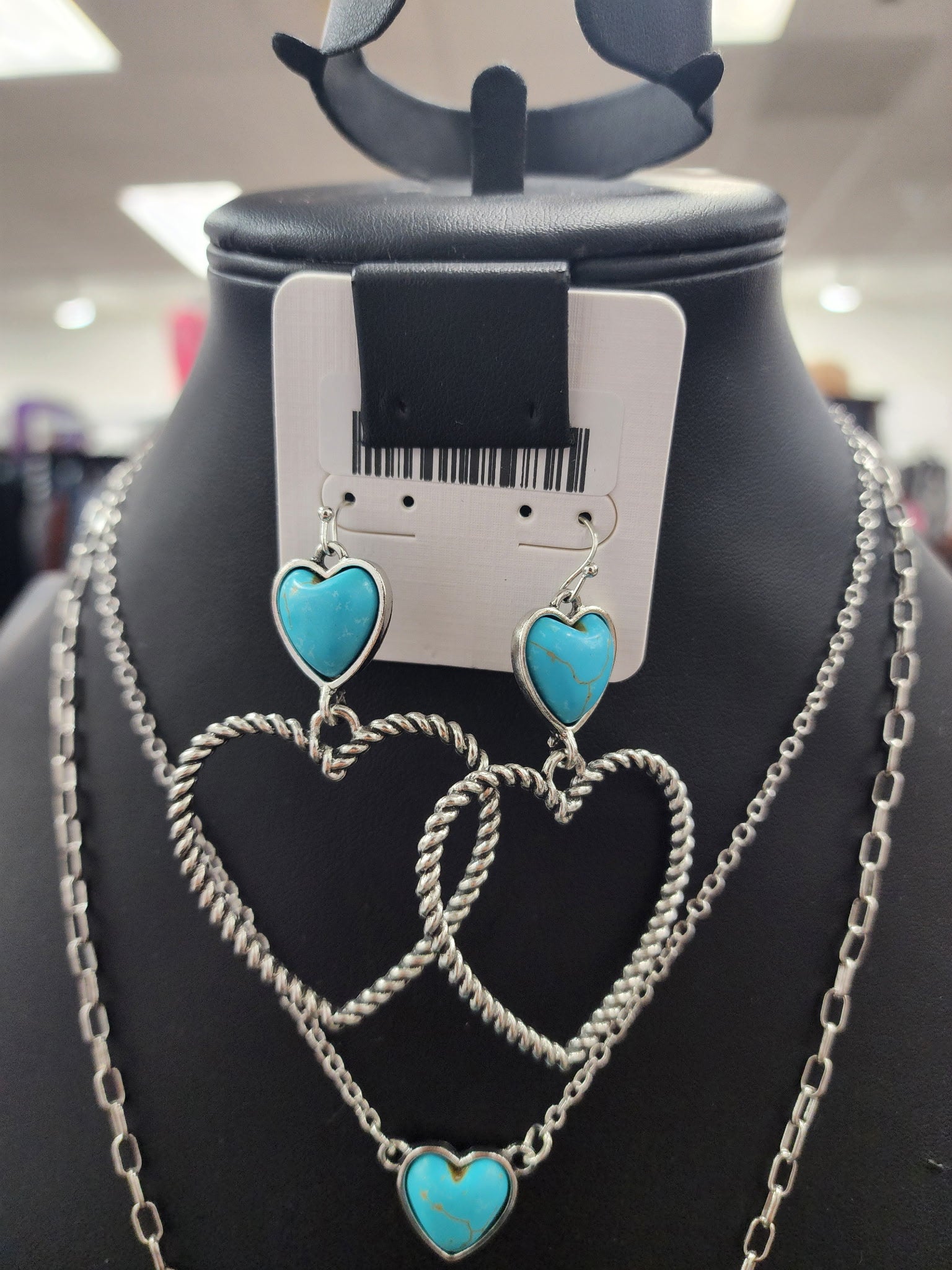 Turquoise Heart Fishhook Earrings