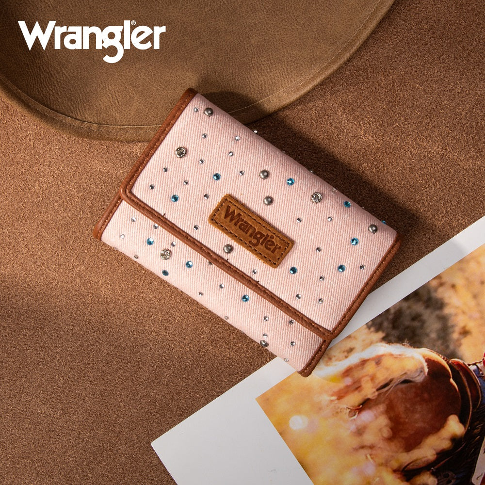 Wrangler Pink Denim Rhinestone Wallet