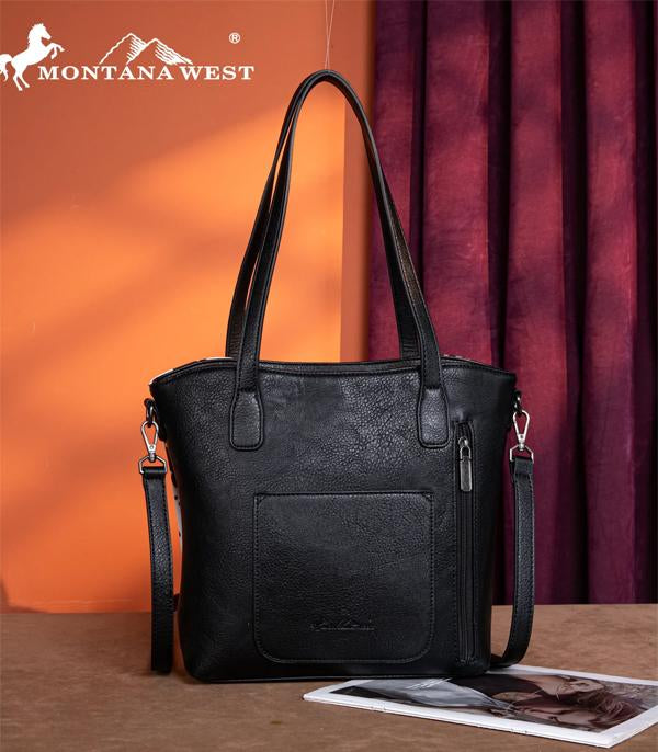 Montana West Black Cow Print Tote Crossbody
